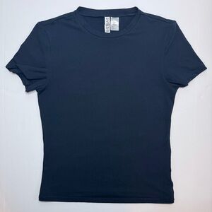 H&M Fitted T-Shirt Short Sleeves Navy Blue Size S